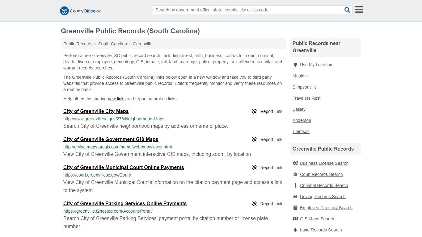 Public Records - Greenville, SC (Business, Criminal, GIS, Property ...