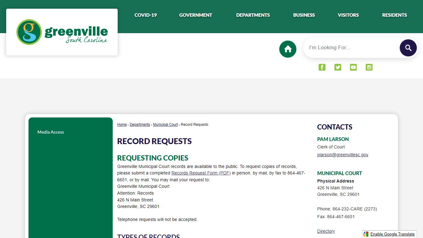 Record Requests | Greenville, SC - Official Website