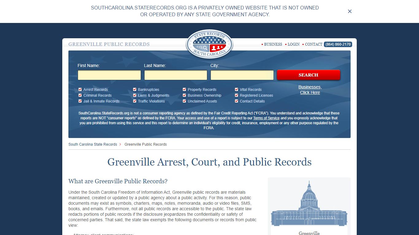 Greenville Arrest and Public Records | South Carolina.StateRecords.org